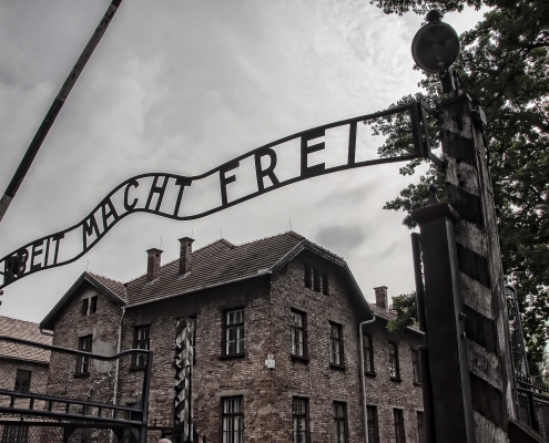 auschwitz, CC0 Public Demain, Foto di peter89ba da Pixabay, https://pixabay.com/it/photos/auschwitz-i-illuminazione-polonia-3671389/